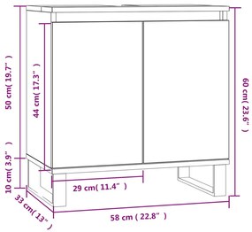 Ντουλάπι Μπάνιου Καφέ Δρυς 58 x 33 x 60 εκ. από Επεξεργ. Ξύλο - Καφέ