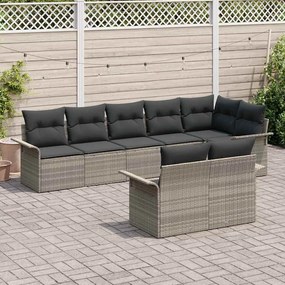 vidaXL Σετ Καναπέ Κήπου με μαξιλάρι 8 pcs Ανοιχτό γκρι Πολυ ράταν