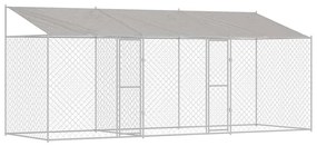 vidaXL Κλουβί σκύλου Ασημί 600 x 200 x 256 εκ. Επικαλυμμένος Χάλυβας