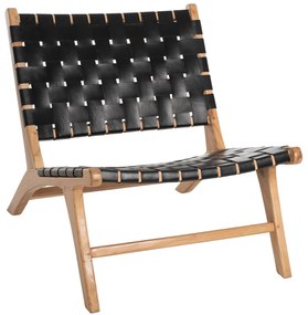Καρέκλα FELIPE Μασίφ Ξύλο Teak και Μαύρο PU 65x82x88Υεκ. 65x82x88 εκ.