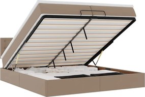 VidaXL Οθωμανικό κρεβάτι με στρώματα & LEDs Cappuccino Faux Leather