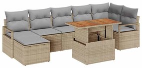 vidaXL Σετ Καναπέ Κήπου με αποθήκευση 8 pcs Μπεζ Πολυ ράταν