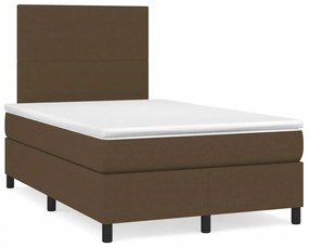 vidaXL Κρεβάτι Boxspring με Στρώμα &amp; LED Σκ.Καφέ 120x190εκ. Υφασμάτινο