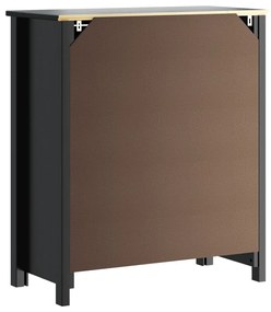 vidaXL Ντουλάπι Μπάνιου BERG Μαύρο 69,5x34x80 εκ. Μασίφ Ξύλο Πεύκου