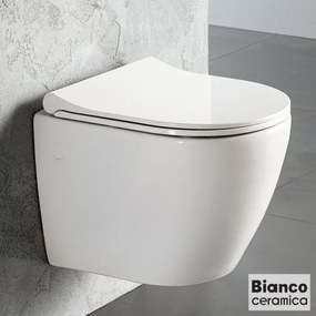 BIANCO CERAMICA VT01000SC-300 VITO Κρεμαστή Λεκάνη με κάλυμμα βακελίτη SLIM Soft close αποσπώμενο White 48εκ