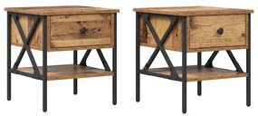 vidaXL Κομοδίνο με συρτάρι 2 pcs Παλαιό ξύλο 40 x 42 x 45 εκ.