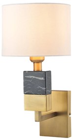 Φωτιστικό Τοίχου ML306411WB Με Μάρμαρο White Metal, Fabric