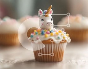 Intra Συλλεκτικό Ξύλινο Παζλ Plywood  4mm - Unicorn Cupcake with Sprinkles - Νόστιμο και ιδιότροπο επιδόρπιο Σε Ξύλινο Κουτί - Διαστάσεις: 10x10 cm – 25 κομμάτια