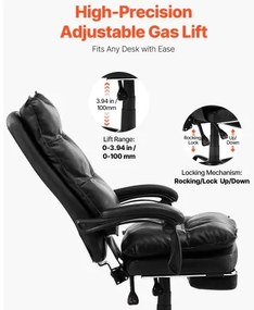 VEVOR Executive Office Chair High Back Chair with Footrest Lumbar Pillow Black