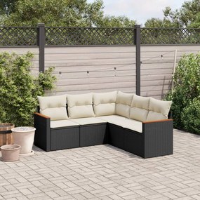 vidaXL Patio Sofa Set 5-θέσια Black and Cream