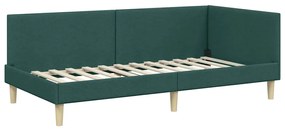 vidaXL Κρεβάτι Γωνίας Σκούρο πράσινο 90 x 190 cm Ύφασμα και Έργο ξύλου