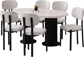 Stewehome Σετ Τραπεζαρίας Bohem Μάρμαρο Λευκό Μαύρο 170x90x75 cm