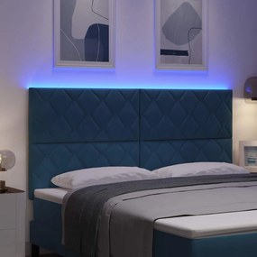 vidaXL LED κεφαλάρι Σκούρο Μπλε 180 cm Βελούδο