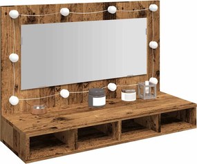 vidaXL Ντουλάπι καθρέφτη με LED Παλιό ξύλο 90x31,5x62 cm