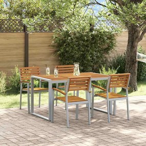 vidaXL Σέτ φαγητού για κήπο 5 pcs Γκρι και καφέ Μασίφ ξύλο ακακίας