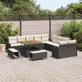 vidaXL Σετ Καναπέ Κήπου 13 pcs Μαύρο συνθετικό ρατάν