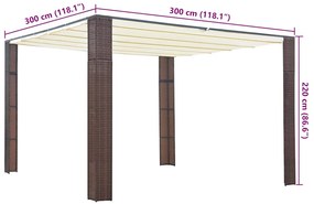 vidaXL Κιόσκι με Οροφή Καφέ/Κρεμ 300x300x220 εκ. από Συνθετικό Ρατάν