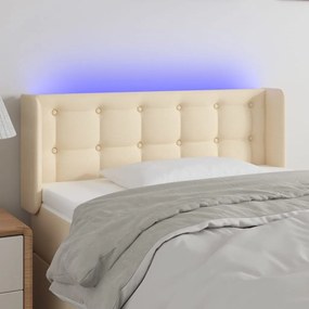 vidaXL Κεφαλάρι Κρεβατιού LED Κρεμ 83x16x78/88 εκ. Υφασμάτινο