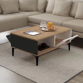 Τραπεζάκι Σαλονιού Sapphire Δρυς / Λευκό / Ανθρακί PADU 90x60x18