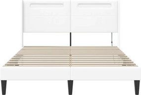 vidaXL Σκελετός Κρεβατιού με κεφαλάρι Λευκό 160 x 200 cm Τεχνητό Δέρμα
