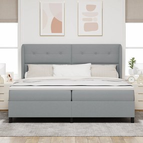 vidaXL Κρεβάτι Box Spring με Στρώμα - Ανοιχτό Γκρι, 200x200 εκ., Υλικό Ύφασμα
