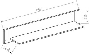 Ράφι Τοίχου VINCENT Oak Endgray Untreatad / Dark Concrete 135.2x20x23.5