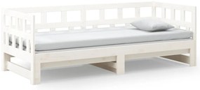 vidaXL Καναπές Κρεβάτι Συρόμενος Λευκός 2x(90x200) εκ. από Μασίφ Πεύκο