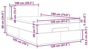 Οθωμανικό κρεβάτι με στρώμα σκούρο γκρι 120x190 cm Velvet - Γκρι