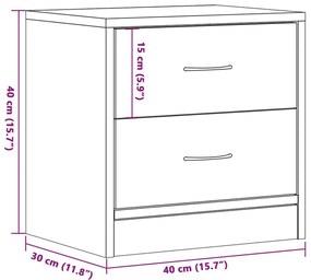 Κομοδίνα 2 τεμ. Αρτισιανή Δρυς 40x30x40 εκ. από Επεξεργ. Ξύλο - Καφέ