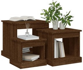 vidaXL Τραπεζάκια Σαλονιού 3 τεμ Brown Oak Επεξ. Ξύλο
