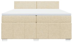 Κρεβάτι Boxspring με Στρώμα Κρεμ 200x200 εκ. Υφασμάτινο - Κρεμ