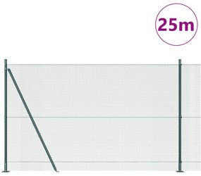 vidaXL Συγκόλλητος Φράκτης με 13 Στύλους με φλάντζα Πράσινος 1.6x25 μ Χάλυβας