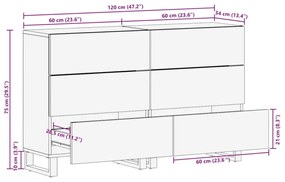 ΝΤΟΥΛΑΠΙΑ 2 ΤΕΜ. 60X34X75 ΕΚ. ΑΠΟ ΜΑΣΙΦ ΑΚΑΤΕΡΓΑΣΤΟ ΞΥΛΟ ΜΑΝΓΚΟ 3217078