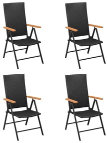Καρέκλες Εξωτερικού Χώρου 4 τεμ. Μαύρες από Συνθετικό Ρατάν - Μαύρο