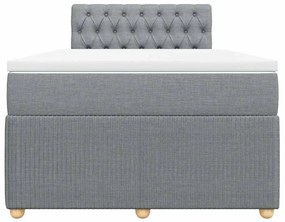 vidaXL Κρεβάτι Boxspring με Στρώμα Ανοιχτό Γκρι 120x190 εκ. Υφασμάτινο