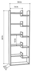 Βιβλιοθήκη Oppa pakoworld χρώμα σκούρο φυσικό - ανθρακί 61x22x162εκ