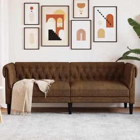 vidaXL Καναπές Τριθέσιος Chesterfield Καφέ Υφασμάτινος