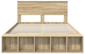 vidaXL Σκελετός Κρεβατιού Δρύς Sonoma 140 x 190 cm Επεξεργασμένο ξύλο