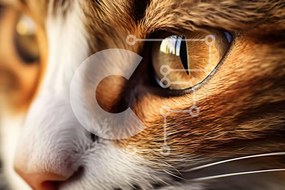 Σετ των 2 Intra Συλλεκτικό Ξύλινο Παζλ Plywood  4mm - Κοντινή όψη της γάτας με τα πράσινα μάτια Σε Ξύλινο Κουτί - Διαστάσεις: 10x10 cm – 25 κομμάτια