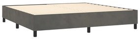 vidaXL Κρεβάτι Boxspring με Στρώμα &amp; LED Σκ. Γκρι 200x200εκ. Βελούδινο