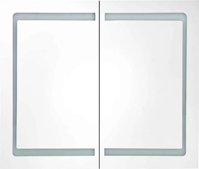 vidaXL Καθρέφτης Μπάνιου με Ντουλάπι &amp; LED Γκρι 80x12x68 εκ.