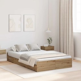 vidaXL Κρεβάτι με αποθηκευτικό χώρο artisan δρυς 120 x 200 cm Μελαμίνη