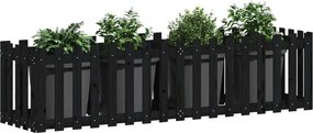 vidaXL Ζαρντινιέρα με Σχέδιο Φράχτη Μαύρη 200x50x50 εκ. Μασίφ Πεύκο