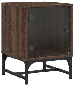 vidaXL Κομοδίνα 2 τεμ. Καφέ Δρυς 35x37x50 εκ. με Γυάλινες Πόρτες