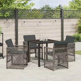 vidaXL Σέτ φαγητού για κήπο 5 pcs Γκρι συνθετικό ρατάν