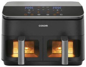 Διπλή φριτέζα ζεστού αέρα Cosori Dual Basket CAF-R901-AEU, 1750 W, 8,5 l, 8 προγράμματα, Χρονοδιακόπτης, Οθόνη αφής, Μαύρο