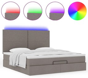 vidaXL Οθωμανικό κρεβάτι με στρώμα & LEDs Taupe 180x200cm ύφασμα