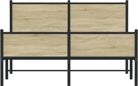 vidaXL Σκελετός Κρεβ. Χωρίς Στρώμα Sonoma Δρυς 140x190 εκ. Μεταλλικό