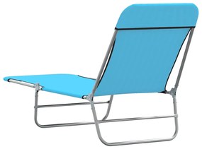 vidaXL Ξαπλώστρες Πτυσσόμενες 2 τεμ. Μπλε από Ατσάλι / Ύφασμα