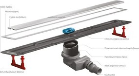 Karag Confluo Primo Compact Line Nero - Γραμμικό Σιφώνι Δαπέδου - 55 εκ.